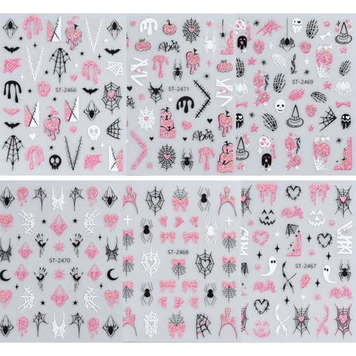 Halloween Spider Web Nail Art Stickers Decals - Black & White 6PCS Halloween-04