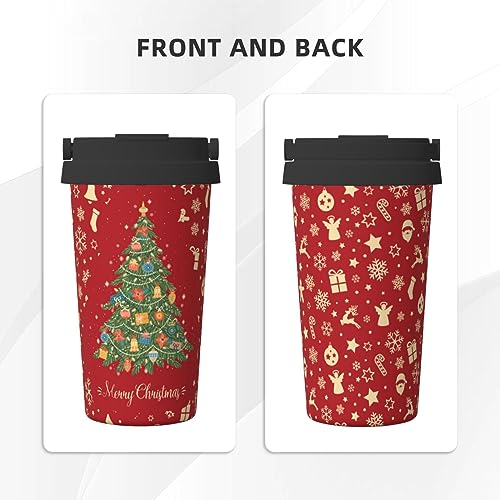 17oz Christmas Insulated Travel Coffee Mug with Flip Lid & Handle - Spill Proof Stainless Steel