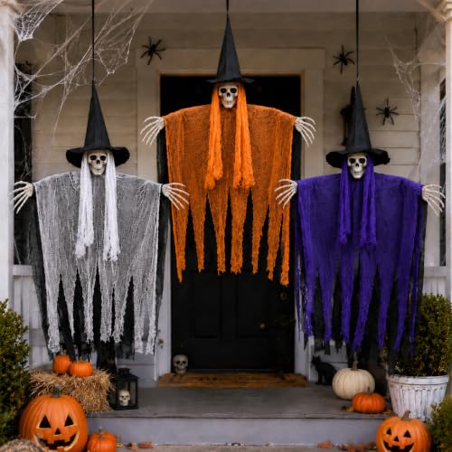 Halloween Hanging Ghost Decorations 3 Pack Spooky Reaper Decor for Indoor Outdoor