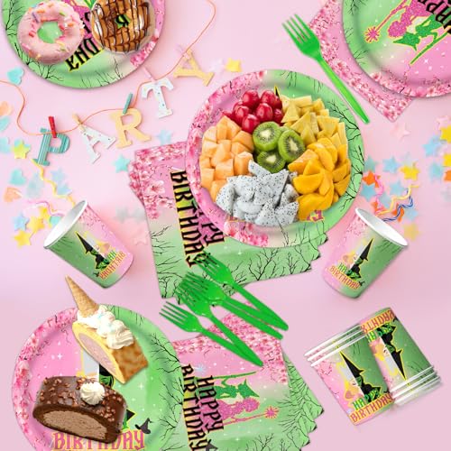 122Pcs Witch Party Supplies Pink and Green Birthday Decorations - Mixed Set