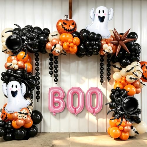 Halloween Decorations Pink BOO Balloons, 2 Pumpkins, 2 Ghosts & 2 Spiders - 9pcs Boo Ghost Pumpkin Spider Variation