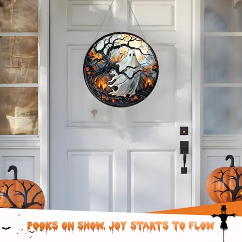Halloween Ghost Decorations Indoor Outdoor Acrylic Wreath - Ghost Variation