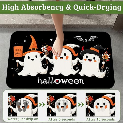 Halloween Ghost Bathroom Rug Non-Slip Washable 17x29.5 Inch Floor Mat