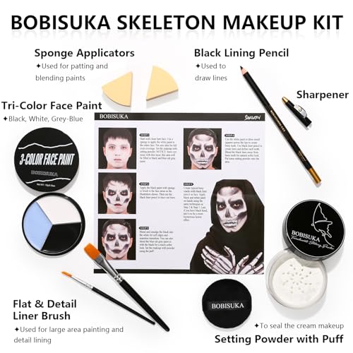 Skeleton/Skull SFX Makeup Kit - Complete Face Paint Set for Costume & Cosplay - Variation of THIS Listing
