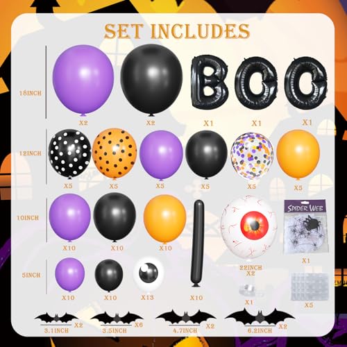 Halloween Balloon Arch Kit with Bloodshot Eyeballs & Decorations - Indoor Outdoor Party Supplies