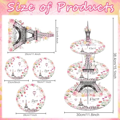 White Eiffel Tower Cupcake Stand 3-Tier Paris Themed Party Decorations Macaron Holder