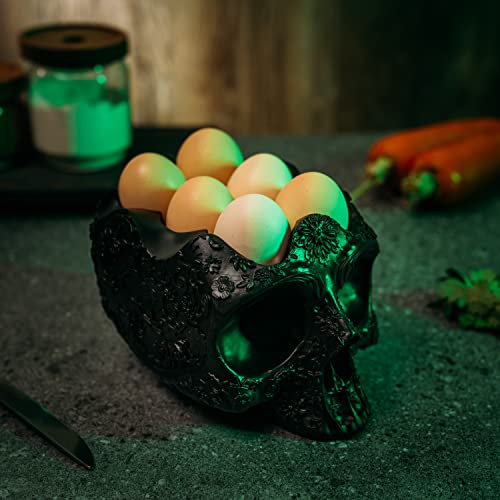 Gothic Skull Egg Holder Container Bowl - 6 Eggs Decorative Kitchen Organizer