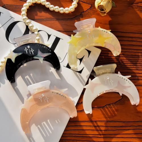 Black Star Moon Hair Clip - Acetate Claw Hair Accessories for Women