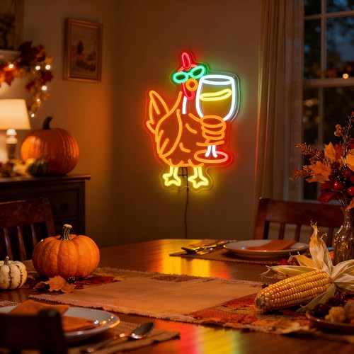 Chicken Neon Sign for Kitchen Bar - Funny Rooster Wall Decor, Man Cave & Party Light - Variation: Chicken