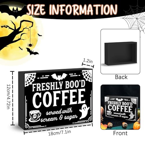 Halloween Wooden Sign Decor for Coffee Bar & Kitchen - Spooky Home Accent