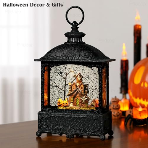 Halloween Snow Globe Lantern - Haunted House Variation - Spooky Decor