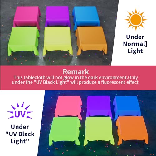 Glow in The Dark Neon Plastic Tablecloths for Black Light Parties - 6 Pack