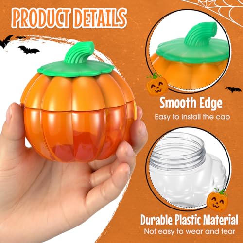 20 Pack Halloween Pumpkin Candy Jars with Lids - Clear Plastic 200ml