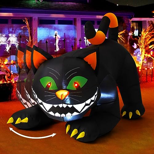 Halloween Black Cat Inflatable Decoration with LED Lights - Outdoor Yard Decor