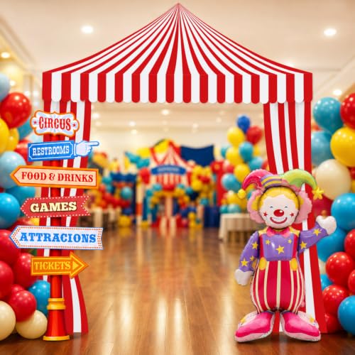Carnival Circus Party Decorations Set with Tent Sign Clowns and Signboards