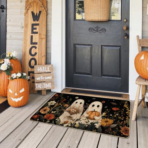 Halloween Ghost Doormat 17x36 Inch Indoor Outdoor Welcome Mat - Two Ghosts Variation