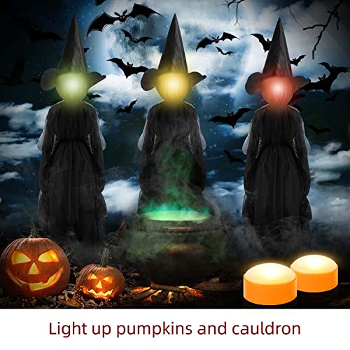 Orange Pumpkin LED Lights 6 Pack with Remote Timer Flickering Flameless Candles Halloween Decorations