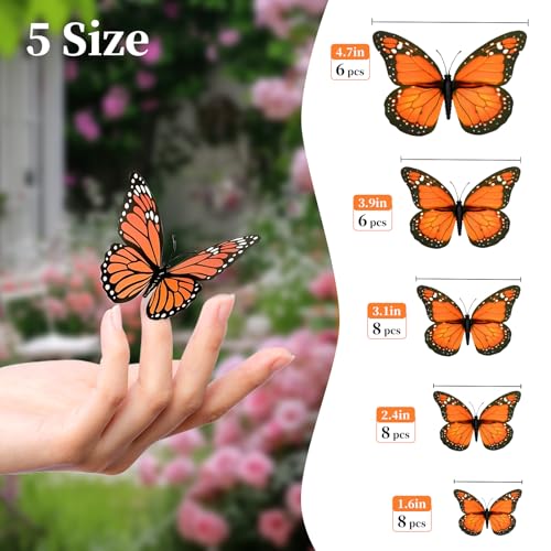 Monarch Butterfly Decorations Set - 36 PVC Lifelike Holiday & Dia De Los Muertos Decor
