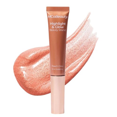 MCoBeauty - Highlight And Glow Beauty Wand - Buildable Liquid Highlighter - Peach Coral Shade | Soft, Radiant Finish