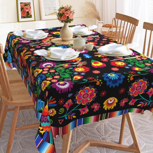 Hexagram Mexican Stripe Tablecloth 52x70 Inch Rectangular - Colorful Home Decor