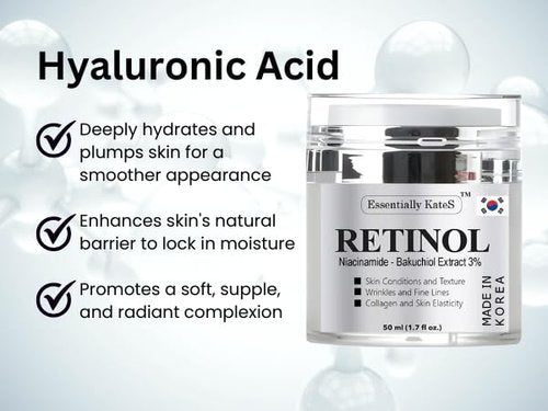 Essentially KateS Retinol Cream for Face and Eye, The Gentle Revolution | K-Beauty Anti-Aging Moisturizer with Hyaluronic Acid and Vitamin E | Gentle, Hydrating, Firming, 50 ml (1.7 fl oz)