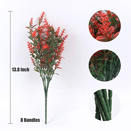 Artificial Lavender Flowers Plants - 8 Bundles UV Resistant Faux Garden Decor