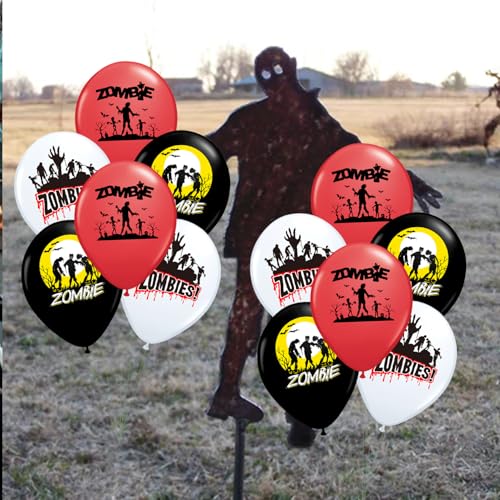 30 Pack Halloween Zombie Balloons - Bloody Zombie Print Latex Decor