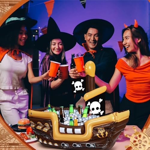 Inflatable Pirate Ship Drink Cooler with Bright Colors - Fun Party Accessory