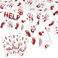 White Bloody Handprint Halloween Tablecloths 3-Pack - Spooky Party Decorations