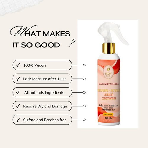 Skiennix Kids Leave-In Conditioner - Softens & Detangles Tough Knots | Nourishing Formula with Mango Butter & Keratin (8 Fl Oz)