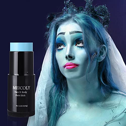 Light Blue Face Body Paint Stick - Waterproof, Sweatproof, 1.06 Oz for Cosplay & Halloween