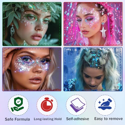 Green Body Glitter Stick - Holographic Hair & Face Glitter Gel for Makeup & Body - Variation #07