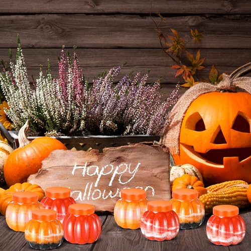 Hsei 40 Pack Pumpkin Shaped Plastic Sand Art Bottles with Lids & Funnels - Halloween & Fall Decorations