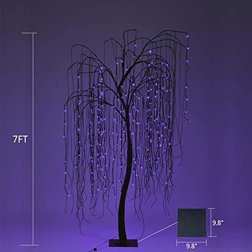 Halloween Willow Tree with Spiders - 7 Feet Purple LED Indoor Outdoor Decor