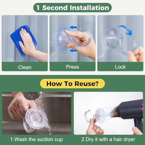 Clear Wreath Hangers for Front Door - 6 Pack Large Suction Hooks