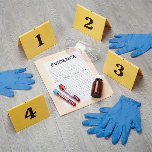 40 Pack Evidence Markers with Numbered Acrylic Tents for Investigations & Halloween Decorations
