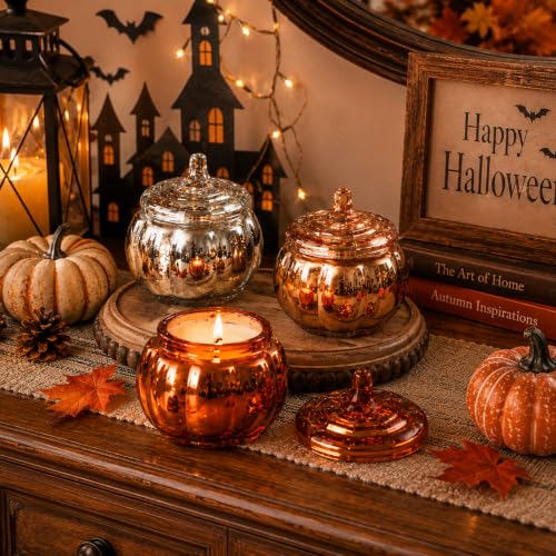 Pumpkin Shaped Candles 3 Pack - Fall Pumpkin Spice Scented Soy Candles with Mix Variation