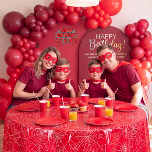 3 Pack Spider Web Plastic Tablecloths - 84 Inch Round, Festive Party Decor