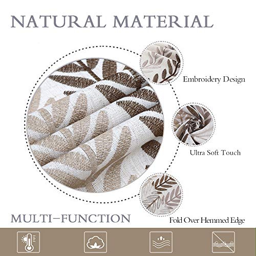 Linen Leaf Embroidery Heavy Duty Cotton Linen Tablecloth - Rectangular 86" x 52"
