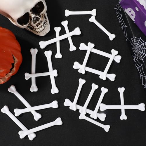 Mini Halloween Skeleton Bones Set - 24 Fake Plastic Bones for Crafts & Decorations
