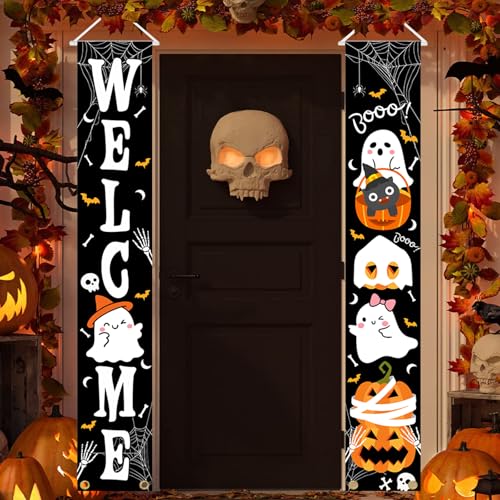 Halloween Door Banner Decorations - Boo Welcome Porch Sign Set