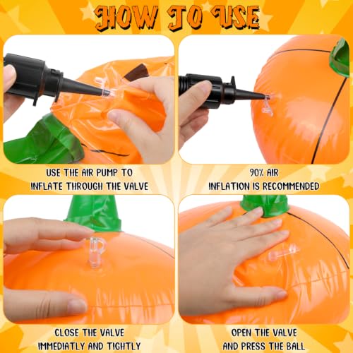 Inflatable Pumpkin Set - 14 Inch Halloween Yard & Pool Decorations - 3 Pack