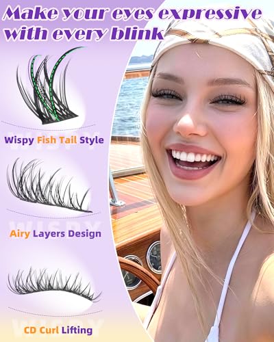 Airy Fish Tail Clusters Wispy Eyelash Extensions 10-16mm Natural Fluffy Faux Lashes