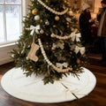 White Boho Cable Knit Christmas Tree Skirt - Small 36 Inch Rustic Farmhouse Decor