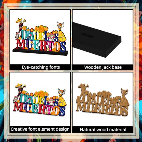 Dia De Los Muertos Wooden Table Sign - Colorful Day of the Dead Decor