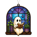 Bookish Ghost Ornament for Christmas Tree & Holiday Decor - Cozy Reading Scene