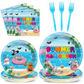 Summer Halloween Party Tableware Set - Skeleton & Tropical Design, Disposable Plates & Napkins for Beach BBQ & Pool Parties