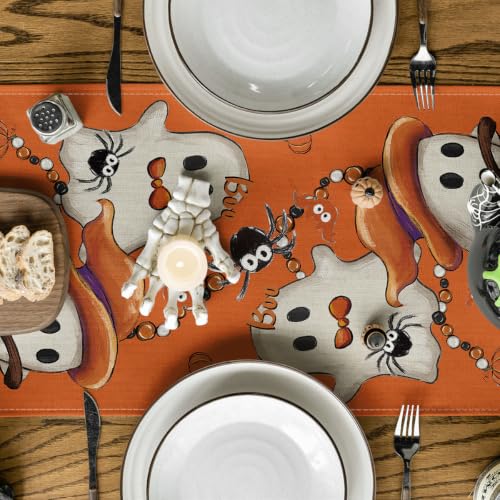 Halloween Table Runner 13x72 Inch Orange Polyester Party Decor - Artoid Mode