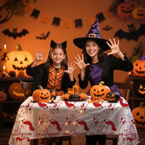 Halloween Zombie Blood Handprint Disposable Tablecloth 54x108 Inch