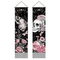 Butterfly Skull Tapestry Set - Pink & Black Moon Phase Wall Hanging for Bedroom Decor